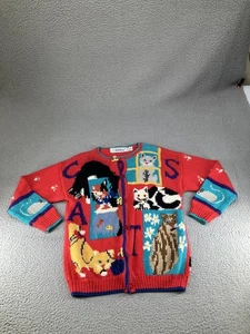Vintage BellePointe Pullover Damen Medium rot Katze Strick Knopf Cardigan 90er süß - Bild 1 von 18