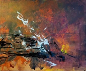 "Feuer" professionelles Außenseiter Kunstwerk große Arbeit Acryl auf Leinwand - Bild 1 von 9