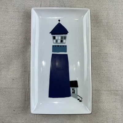 Crate and Barrel Serving Tray Long Rectangular Serving Tray 10” Lighthouse - Image 1 of 4
