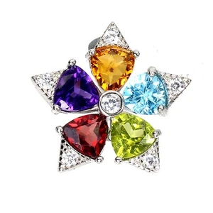 925 Sterling Silver Pendant Amethyst 6mm Citrine Garnet Peridot Topaz Jewelry - Picture 1 of 13