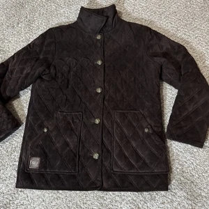 Lauren Ralph Lauren Barn Jacke Damen Large Braun Gesteppt Microfaser Wildleder - Bild 1 von 10