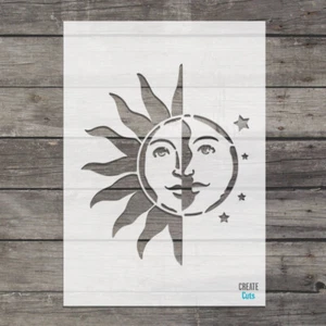Sun Moon Stars STENCIL Wall Ar Interior Decor Airbrush Painting Craft Template - Picture 1 of 2