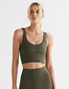Womens New Lilybod Ava Sports Bra Size M Army Green - Picture 1 of 5