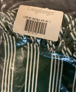 LONGABERGER MEDIUM VEGETABLE BASKET FABRIC LINER HUNTER GREEN STRIPE #2510116 - Picture 1 of 3