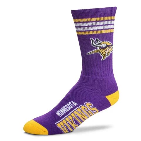Minnesota Vikings NFL 4-Stripe Deuce Crew Socks Medium 5-10 FREE SHIP! Cover