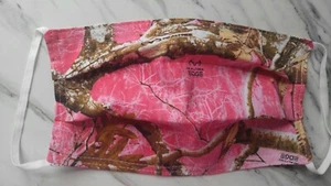 Echte Baumkante rosa WENDE-Gesichtsmaske, Tuch Handarbeit waschbar - 100% Baumwolle  - Bild 1 von 4