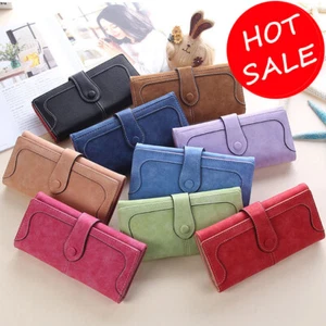 Women's Trifold Wallet Vegan Leather Clutch Long Card Phone Holder Purse Handbag - Picture 1 of 26