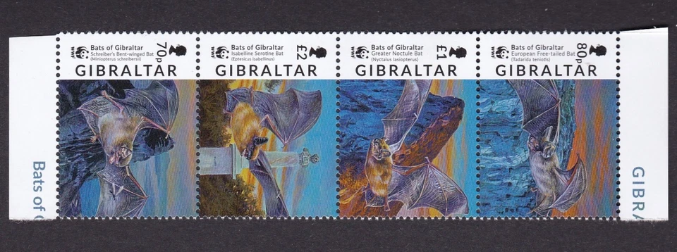 GIBRALTAR #1649a-d MNH GIBRALTAR BATS STRIP OF 4 - Image 1 of 1