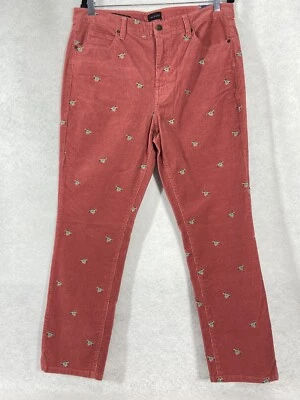 Talbots Corduroy Pants Women’s Petite 14P Pink Straight Leg Embroidered Duck New - Image 1 of 4