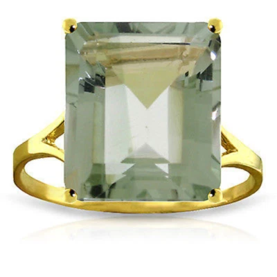Brand New 6.5 Carat 14K Solid Gold Ring Natural Octagon Green Amethyst - Image 1 of 4