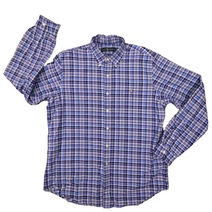 Ralph Lauren Men's Blue Plaid Oxford Button Up Shirt size Large - Picture 1 of 8