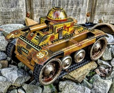 Antique Gama T-59 Sparking Tank Tin Toy Wind-up Round Turret WORKS 100%Orig