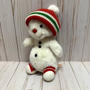 Vintage Russ Snowman Plush Snowflake 10 Inch Christmas Red Beanie Item 395 Shoes - Picture 1 of 15