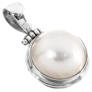 "Ciondolo Mabe Bianco Argento Sterling 925 Delizioso Mare del Sud, 1 1/8" - Foto 1 di 3