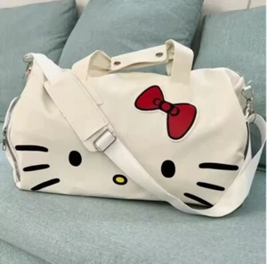 Sanrio Hello Kitty Duffle Bag Travel Luggage White Kawaii Overnight Bag - Picture 1 of 7