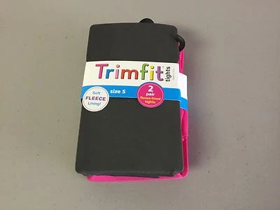 NWT Girl's Trimfit Fleece Lined Tights Size Small 4-6 Grey/Pink 2 Tights #101R - Image 1 of 2
