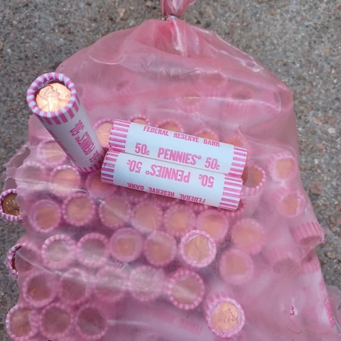 22 Unsearched Penny Rolls (1950-1980) 50 Pennies Per Roll - Free Shipping Cover
