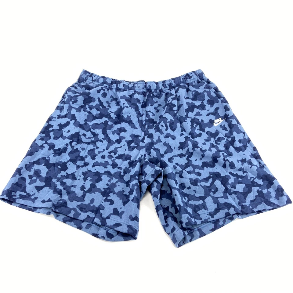 Nike Mens Sportswear French Terry Club Fleece Blue Camo Shorts DA0057-453 Sz 3XL