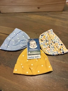 Gerber Organic Baby Boy Soft Newborn Beanies - 3 Pack. 0-6 Months - Picture 1 of 5