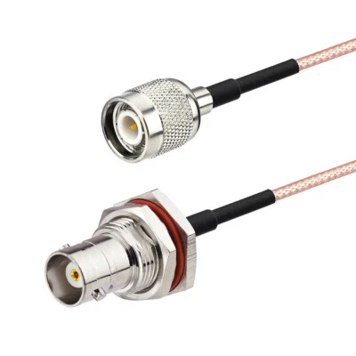 TNC Plug male to BNC Jack Female Bulkhead O-ring pigtail Cable RG316 15cm WiFi - Image 1 of 3