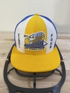 Gorra de camionero azul baloncesto Final Four 1987 NCAA de colección rayas amarillas 🔥 - Imagen 1 de 10