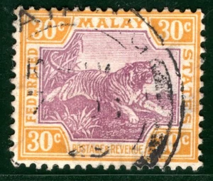 MALAYA FMS TIGER Stamp 30c CDS Used {samwells-covers} EBLUE142 - Picture 1 of 6