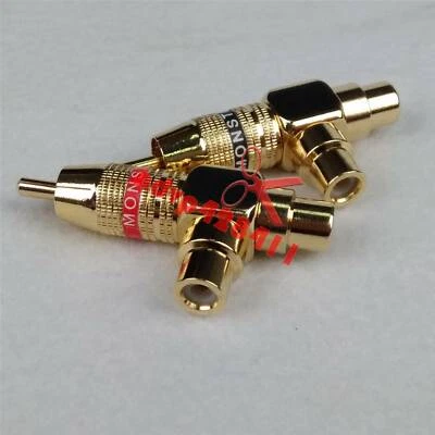 2PCS Pure copper Audio Right Angle RCA Adapter Splitter Male-to-Female - Image 1 of 4