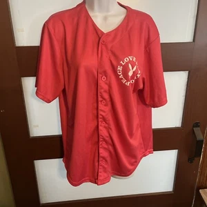 Womens Pink Playboy Jersey Medium Button Down - Picture 1 of 10