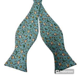 Blue Silk Bow Tie Mexican Food Waiter CHIPS & QUESO Server Restaurant Bowtie - Picture 1 of 7