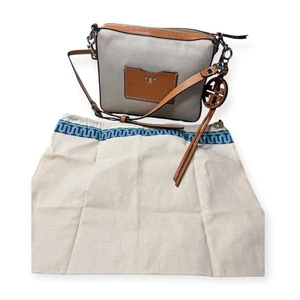 Bolso Bandolera Tory Burch Mediano Moto Lona/Cuero Cartera Occidental Raro con Bolso - Imagen 1 de 9