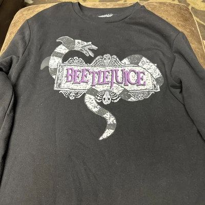 Beetlejuice  Long Sleeve Pullover Sweatshirt Size Med Black - Image 1 of 4