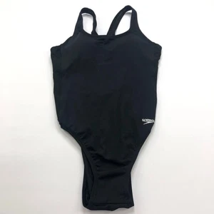Speedo 7/8 Womens Swimsuit Black One Piece Padded Racerback Surf Beach - Picture 1 of 9