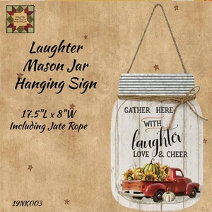Laughter Mason Jar Hanging Sign - Picture 1 of 2