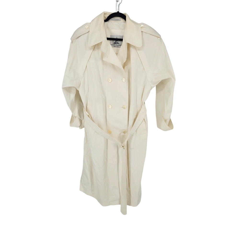 Chaquetón para mujer Misty Harbor blanco manga larga con cinturón talla 14P Foto 1 de 4