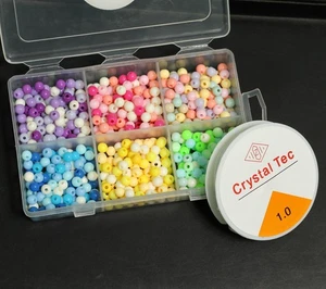 Acrylic Beads Mix Color DIY Kit With 10 Mtrs Elastic Thread - Picture 1 of 7