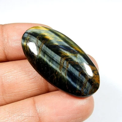 Natural Flashy Blue Tiger Eye Gemstone Oval Shape Loose Cabochon 39 Cts BT-92 - Image 1 of 4