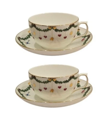 Royal Copenhagen Weihnachtstasse & Untertasse Stern geriffelt 2er Set - Bild 1 von 4