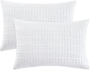 100% Cotton Waffle Pillow Shams Standard Size, 2 Pack 20" X 26" Soft Skin-Friend - Picture 1 of 8