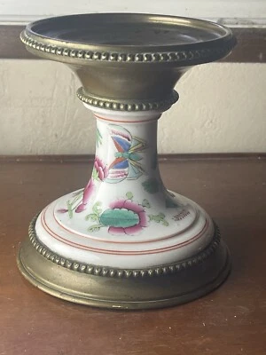 Pied De Lampe À Pétrole En Porcelaine De Paris Et Laiton D’époque Napoléon III - Photo 1/4