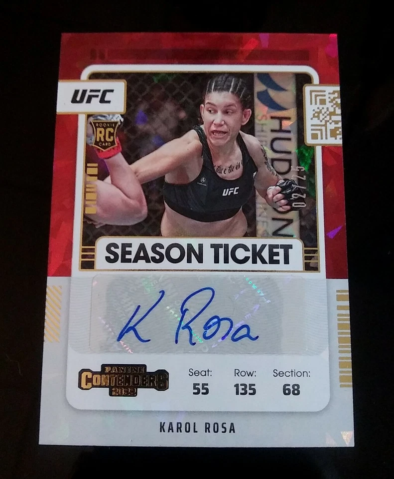 2022 Contenders UFC Karol Rosa Auto Rookie Season Ticket Cracked Ice RC #02/25 - Image 1 of 2