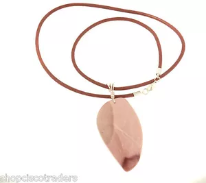 Imperial Jaspis Draht Wickel Anhänger Halskette Lederband schützt Boden Unisex - Bild 1 von 4