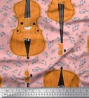 Soimoi Pink Velvet Fabric Notes & Violin Musical Instrument Print-Z6t