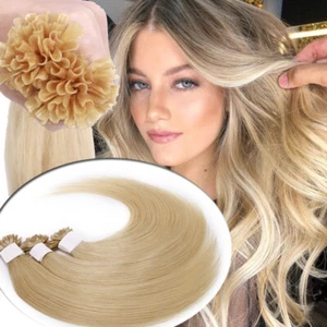 Blonder DICKER U-Tip Nagel 100 % Echthaar Extensions Pre Bonded Fusion Keratin 16 Zoll - Bild 1 von 27