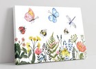 FLOWERS & INSECTS SUMMER WATERCOLOUR HOME DECOR CANVAS WALL ART PICTURE PRINT