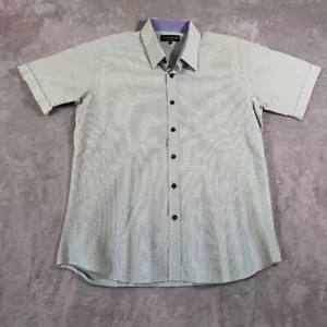 Jared Lang Plaid Seersucker Button Up Shirt XL Short Sleeve Light Green Casual - Picture 1 of 7