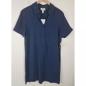 Talbots Damen Gr. 16 blau 1/2 Knopfleiste Kragen Kurzarm Hemd Kleid Neu mit Etikett - Bild 1 von 8