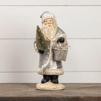 NEW Ragon House Santa Claus Christmas 14" Belsnickle Vintage Basket Tree silver