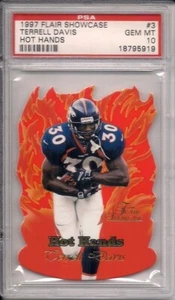 💎1997 Flair Showcase Hot Hands Salón de la fama Terrell Davis #3 HH PSA 10💎EXTREMADAMENTE RARO💎 - Imagen 1 de 3