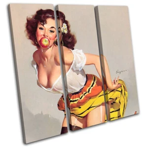 Vintage Girl Poster Sexy Retro Pin-ups TREBLE CANVAS WALL ART Picture Print - Picture 1 of 1