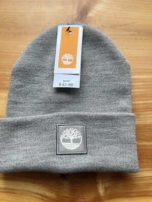 Gorra Timberland Acanalada Tejido Puño Gorro Logo Parche Gris Sombrero Unisex - Nueva con Etiquetas $42 Foto 1 de 4